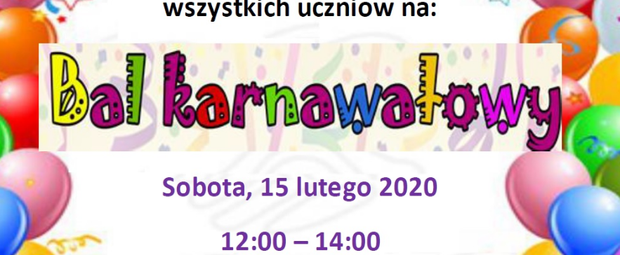 Zapraszamy na bal karnawałowy!