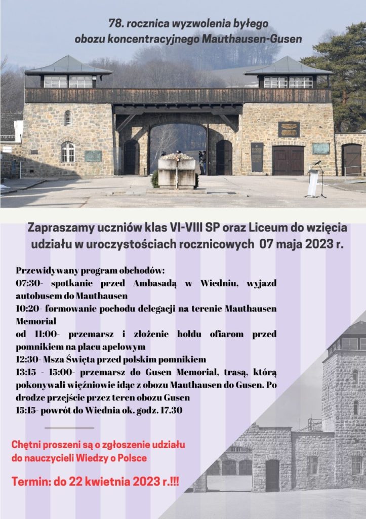 78 rocznica wyzwolenia byłego obozu koncentracyjnego Mauthausen-Gusen