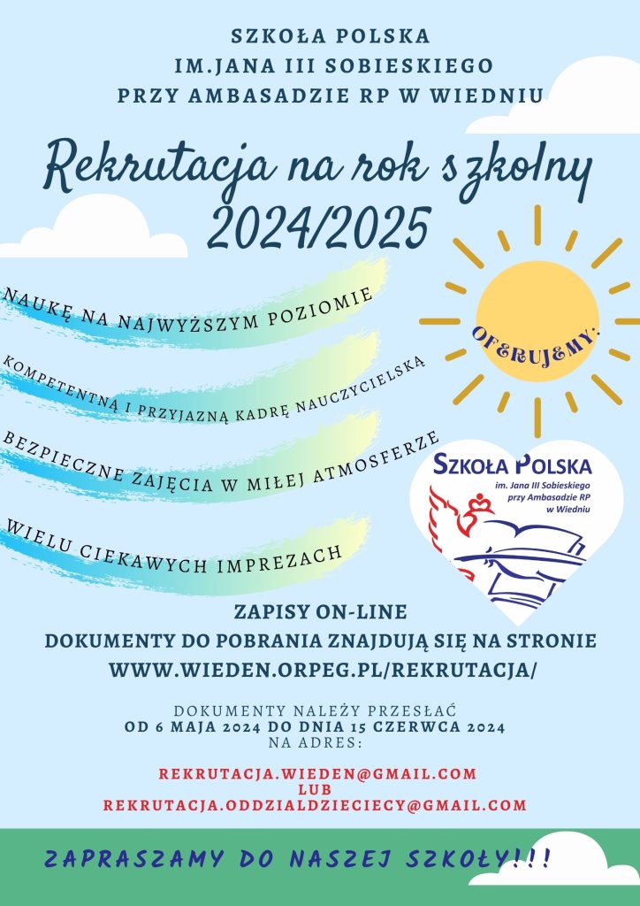 Rekrutacja na rok szkolny 2024/2025