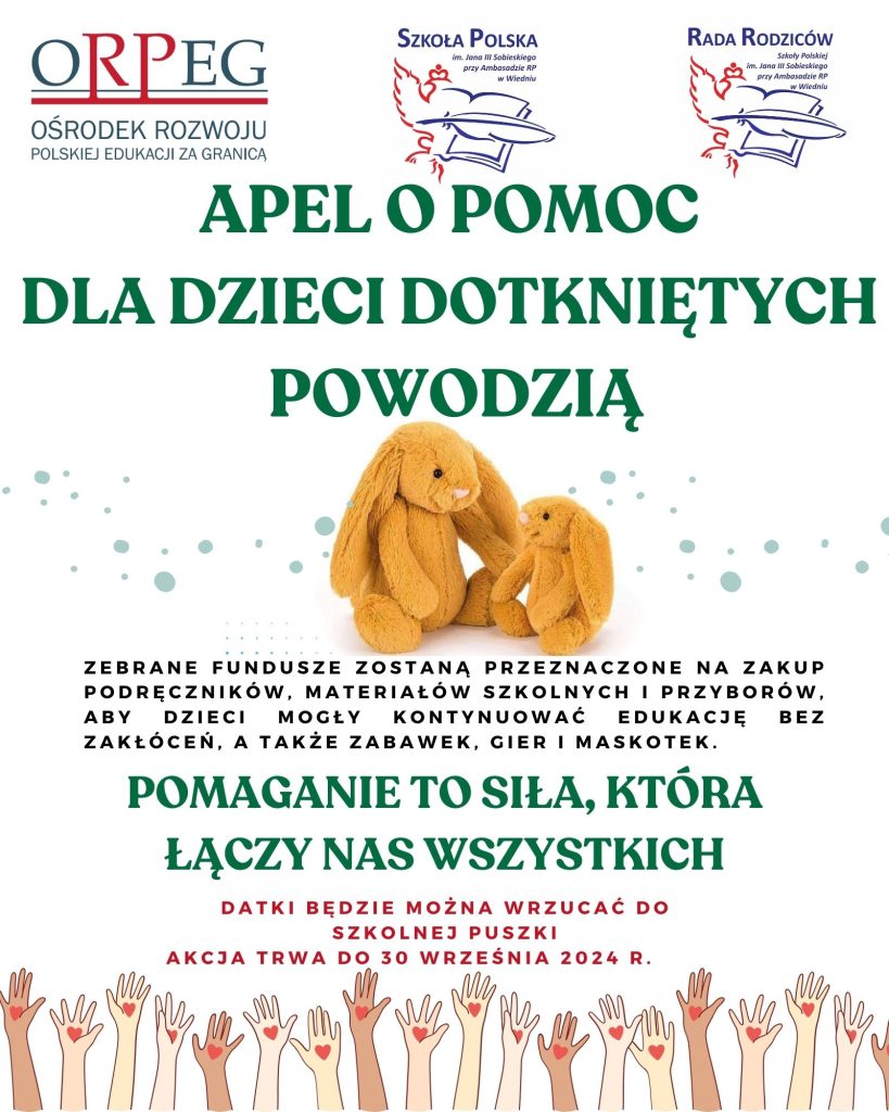 Apel o pomoc dla dzieci dotkniętych powodzią.