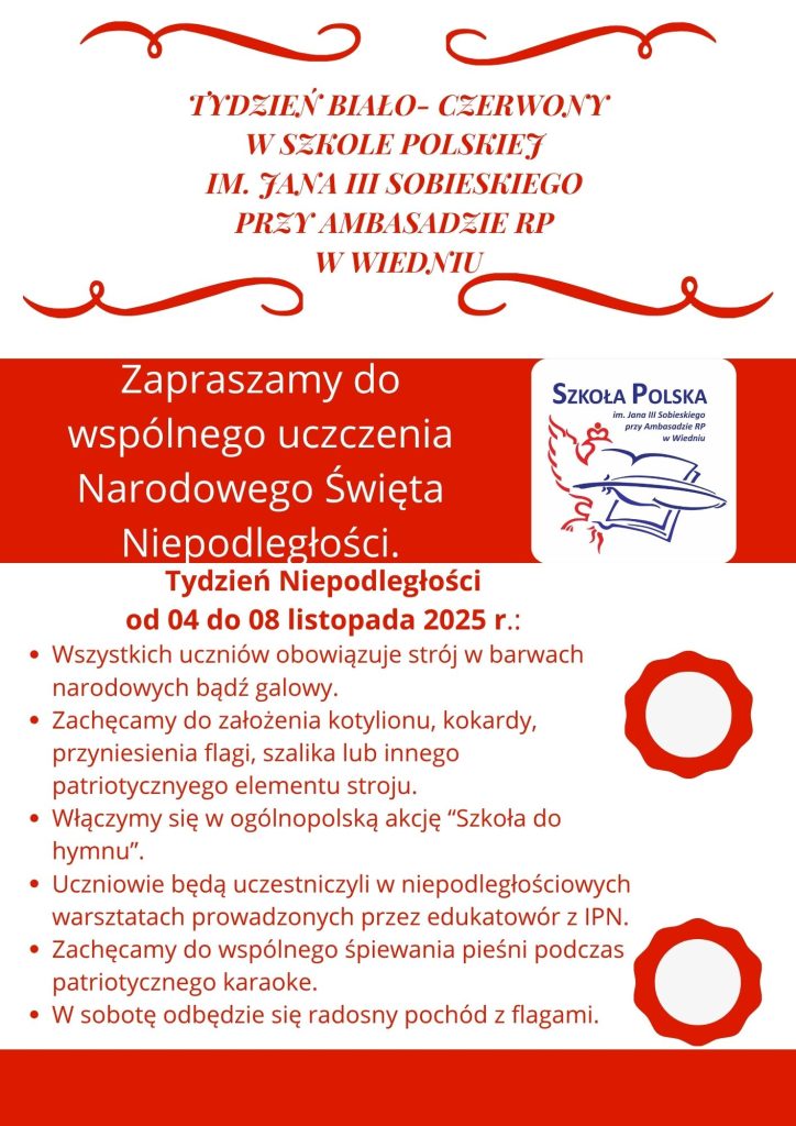 Tydzień biało-czerwony z okazji Narodowego Święta Niepodległości.