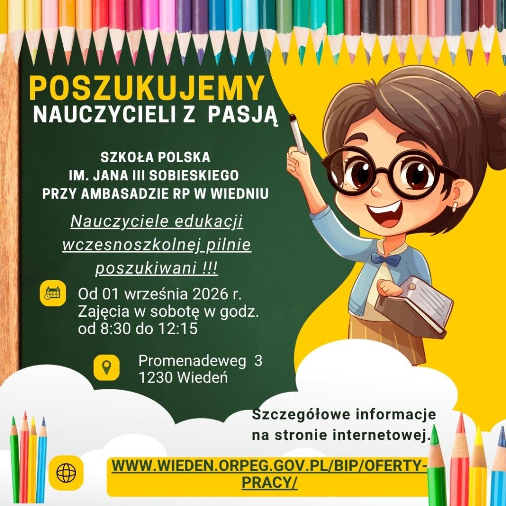 Ogłaszamy nabór na stanowisko nauczyciela edukacji wczesnoszkolnej.