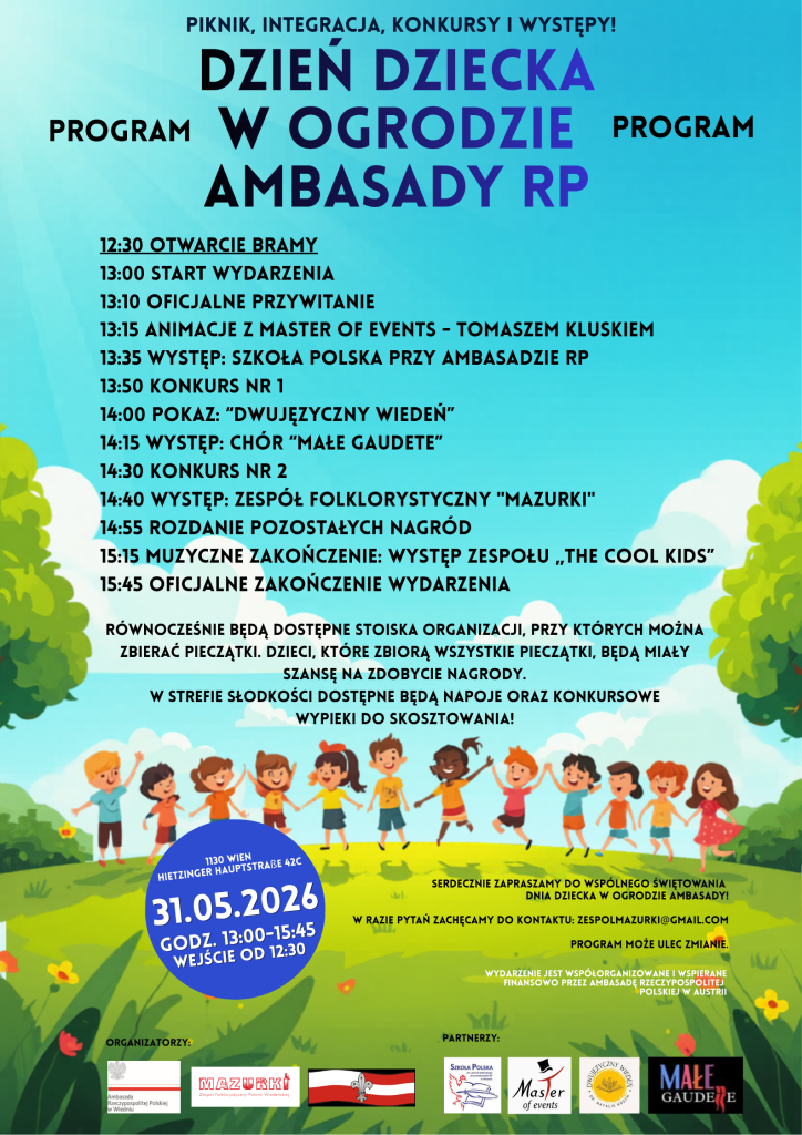 Dzień Dziecka w ogrodzie Ambasady RP w Wiedniu.