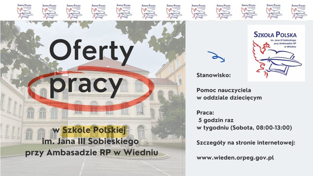 Nowa oferta pracy na stanowisko pomocy nauczyciela w oddziale dziecięcym.